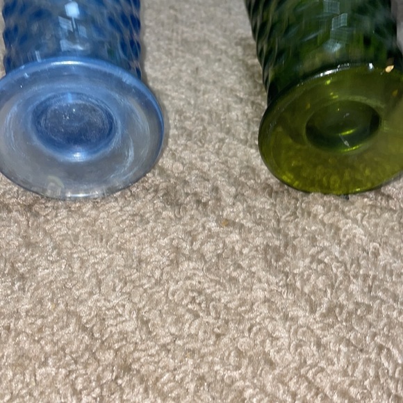 Vintage mid century avocado glasses, set a four green one blue no cracks - Picture 4 of 7